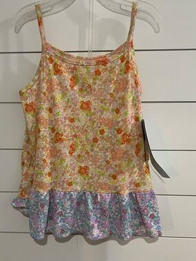 Cat & Jack Orange, Green, Purple Floral Ruffle Tank Top